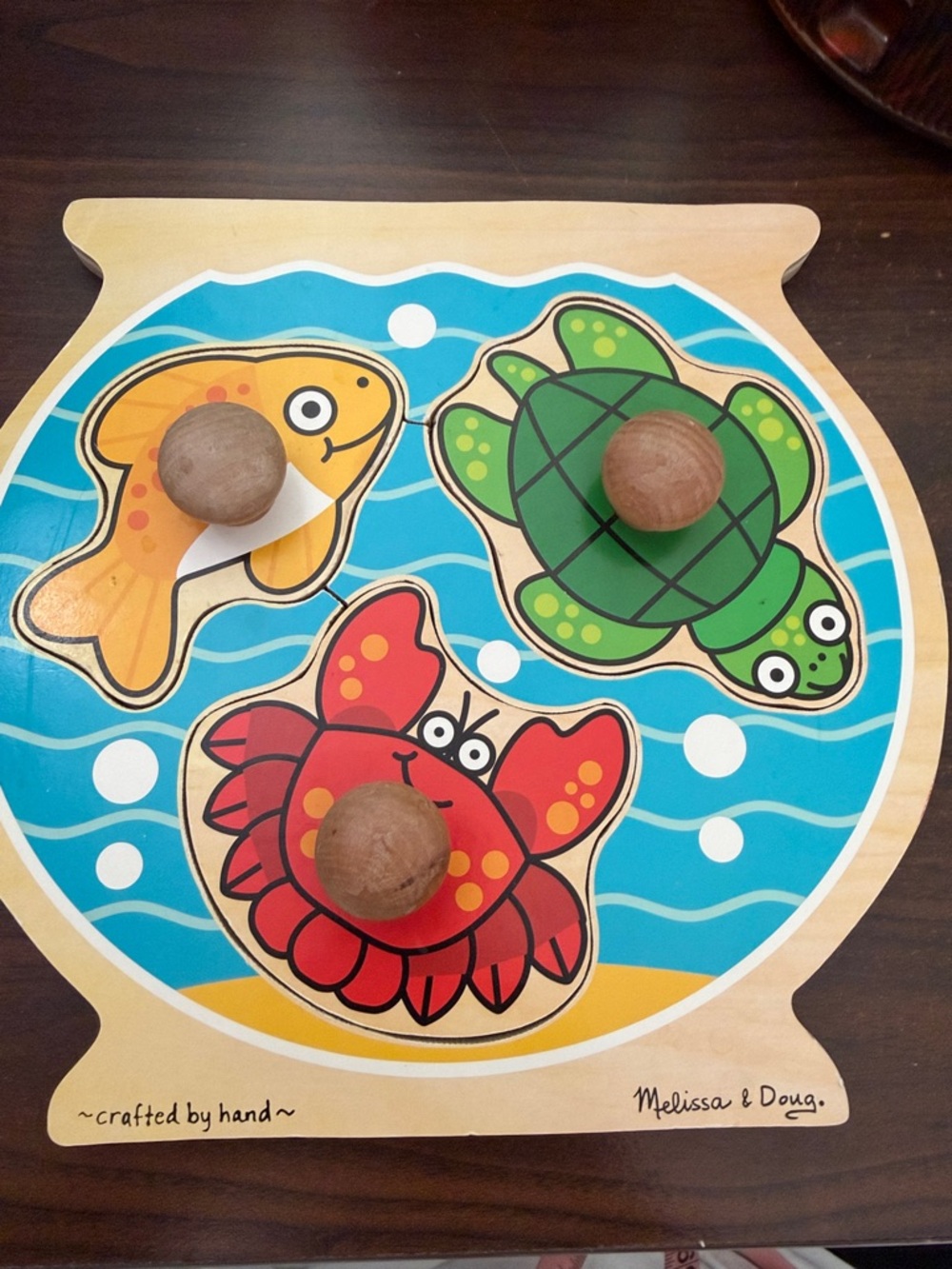Melissa & Doug Fresh Start Jumbo Knob Wooden Puzzle Fish Bowl Ages 1+
